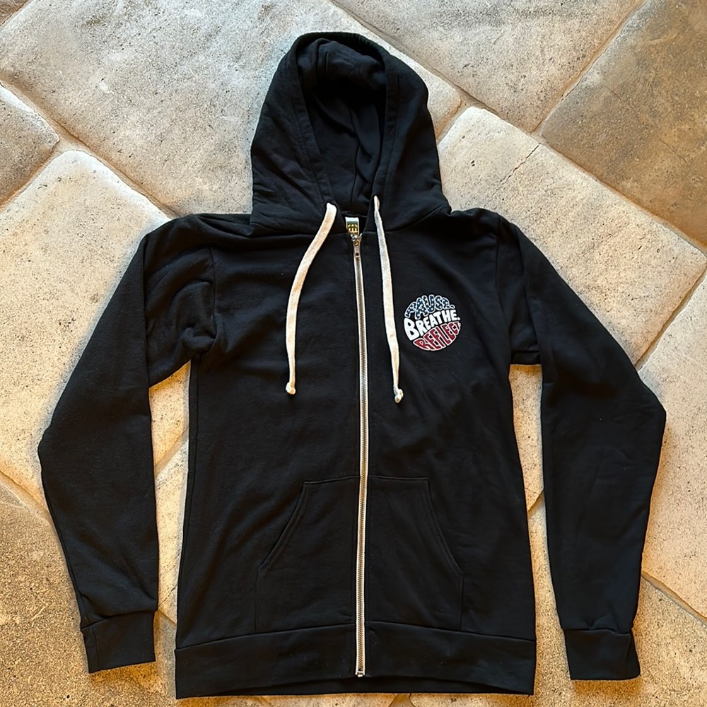 Peloton 🔥 Zip Up Sweatshirt Hoodie Pause Breathe Reflect Black Sz S